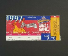 1997 Braves National League Championship Baseball Ticket Stub Game A Seat 16