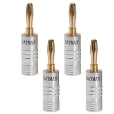 4 pcs Audio Screw Banana Plug 24K Gold Plated Speaker Wire Jack Connector