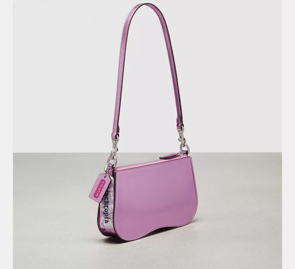NWT Coach Small Wavy Shoulder Bag In Metallic Coachtopia Leather
