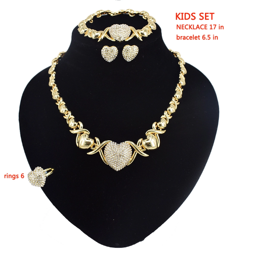 Hugs-amp-Kisses-Child-Graduated-Cz-Heart-Plain-Gold-Necklace-with-Bracelet-Set-49