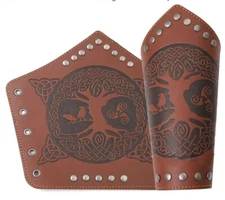 Adult Renaissance Cosplay Lace Up Wristband Armor Wrist Celtics Tree Medieval 
