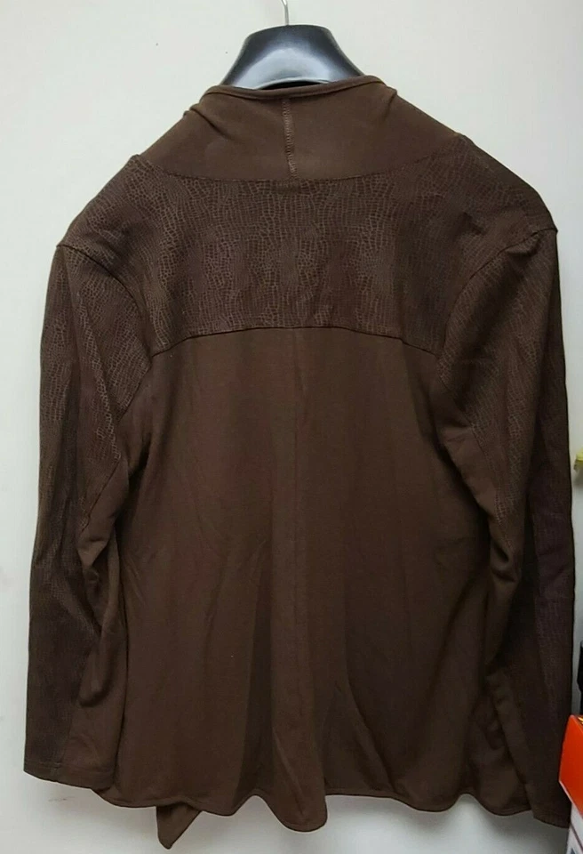 Chaqueta fácil DG2 by Diane Gilman XL para mujer tejida cortina frontal espresso cocodrilo Foto 2 de 3
