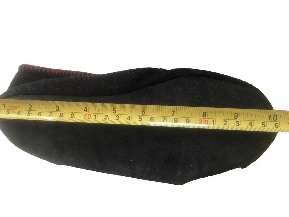 十字绣红玫瑰拖鞋柔软皮革鞋底女式 M 7-8 黑色全新复古 — 第 3/4 张图片