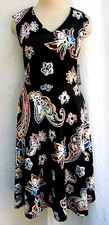 NEW YORK & CO..RETRO 60s..V-NECK..WAIST..DRESS..PAISLEY..sz S / M..NEW ($75)