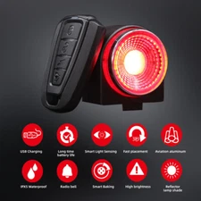 Bicycle Bike Anti-theft Alarm Tail light Security Lock Remote Warning LED Light