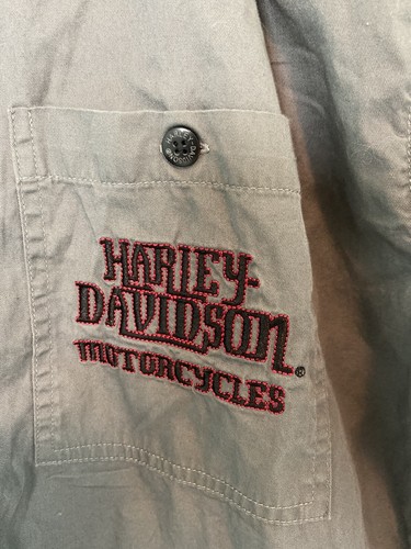 Harley-Davidson Motorcycle Mens L Embroidered Short Sleeve Button Down Shirt - Picture 5 of 10