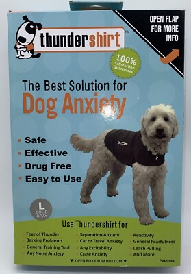 Thundershirt Classic Dog Anxiety Jacket Harness Heather Gray Training Size Large