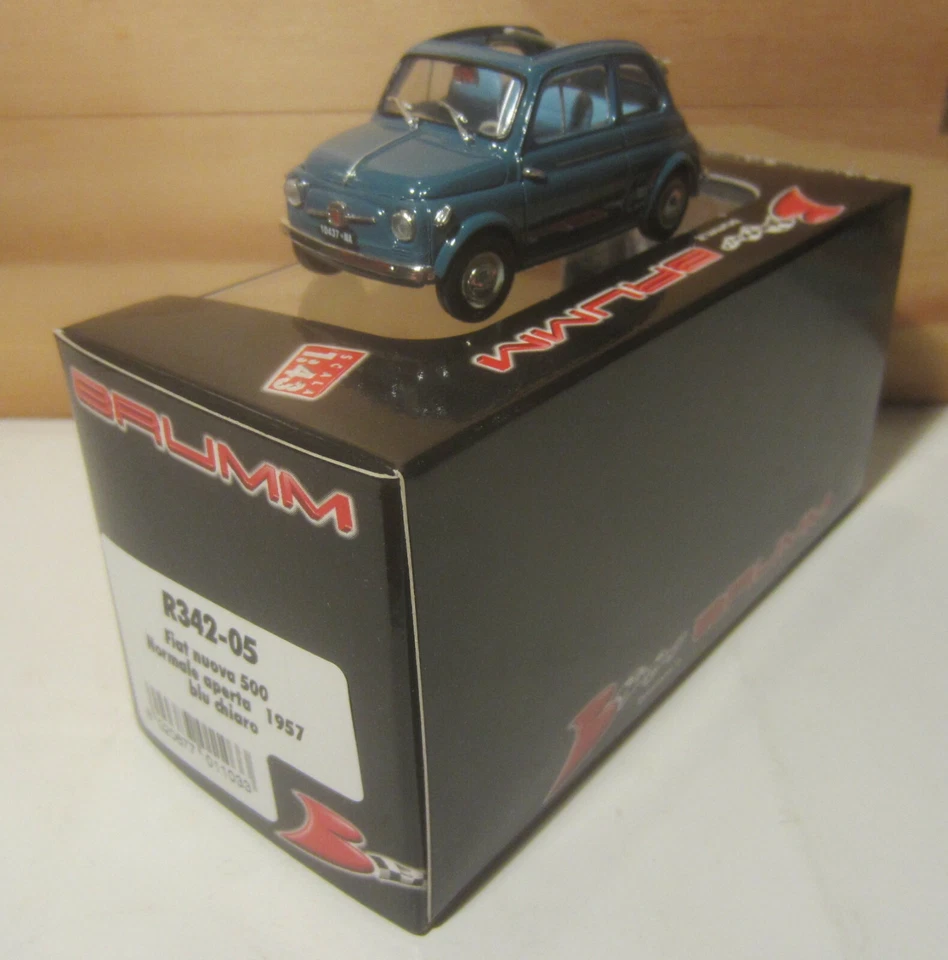 1528. BRUMM R342-05 Fiat Nuova 500 Economica Blu chiaro/Light blue Aperta/Closed - Immagine 2 di 4