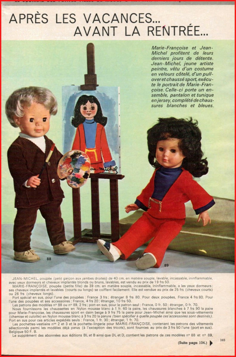 Page De Magazine Modes Et Travaux (Septembre 1973) - Modèle De Couture Pour Poupée Françoise