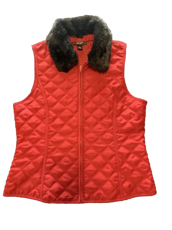BCX Winter Vest Jacket Girls Size XL Red w/ Faux Black Collar