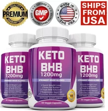 3 X KETO BHB 1200mg PURE Ketone FAT BURNER Weight Loss Diet Pills Ketosis