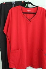 New JOCKEY Size 3X/3XP Womens 2pc Black / Red SCRUBS Short Sleeve TOP PANTS