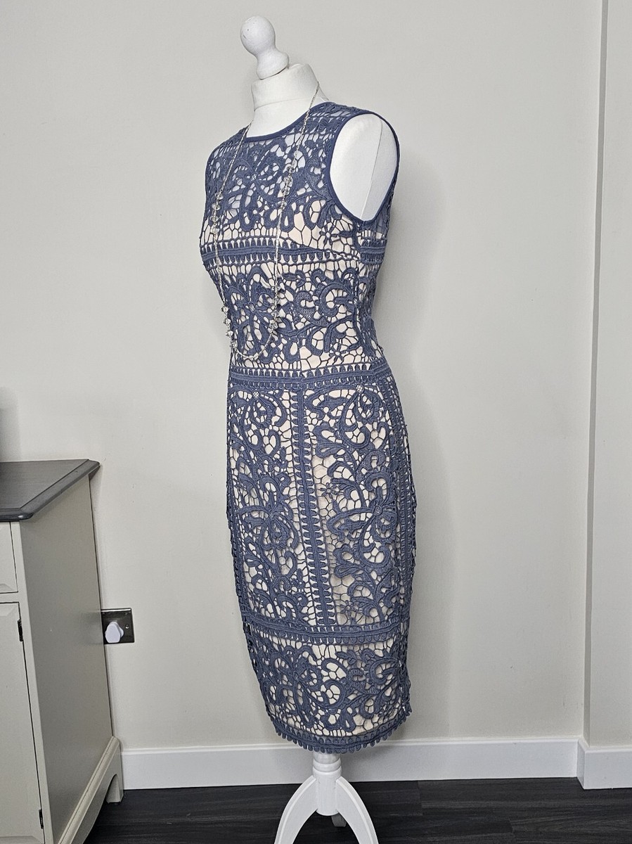 little mistress midi cocktail wedding guest dress size 12 lilac/ nude - Main Image