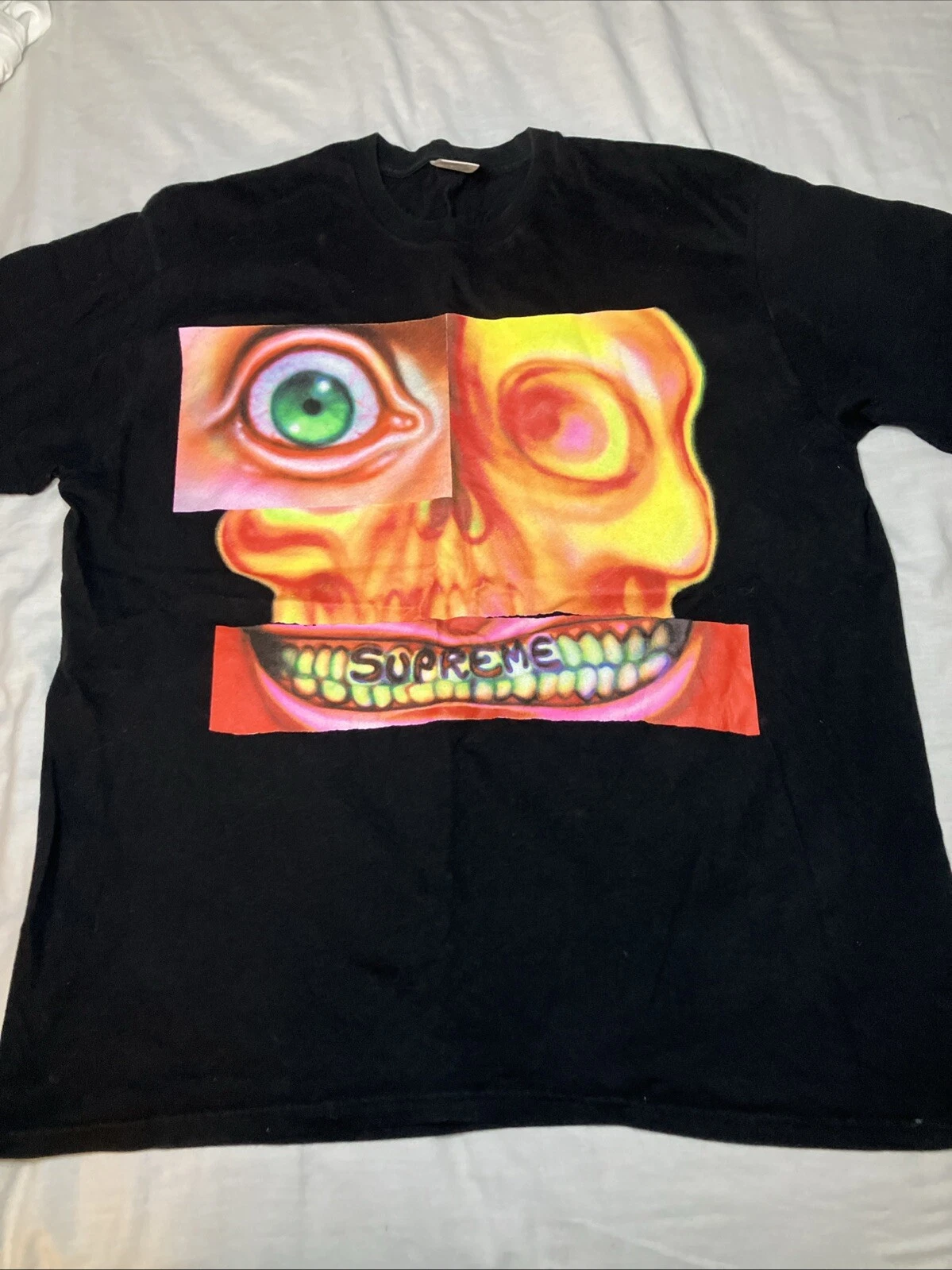 T shirt noir manches courtes Supreme Face Skeleton FW21 taille XL