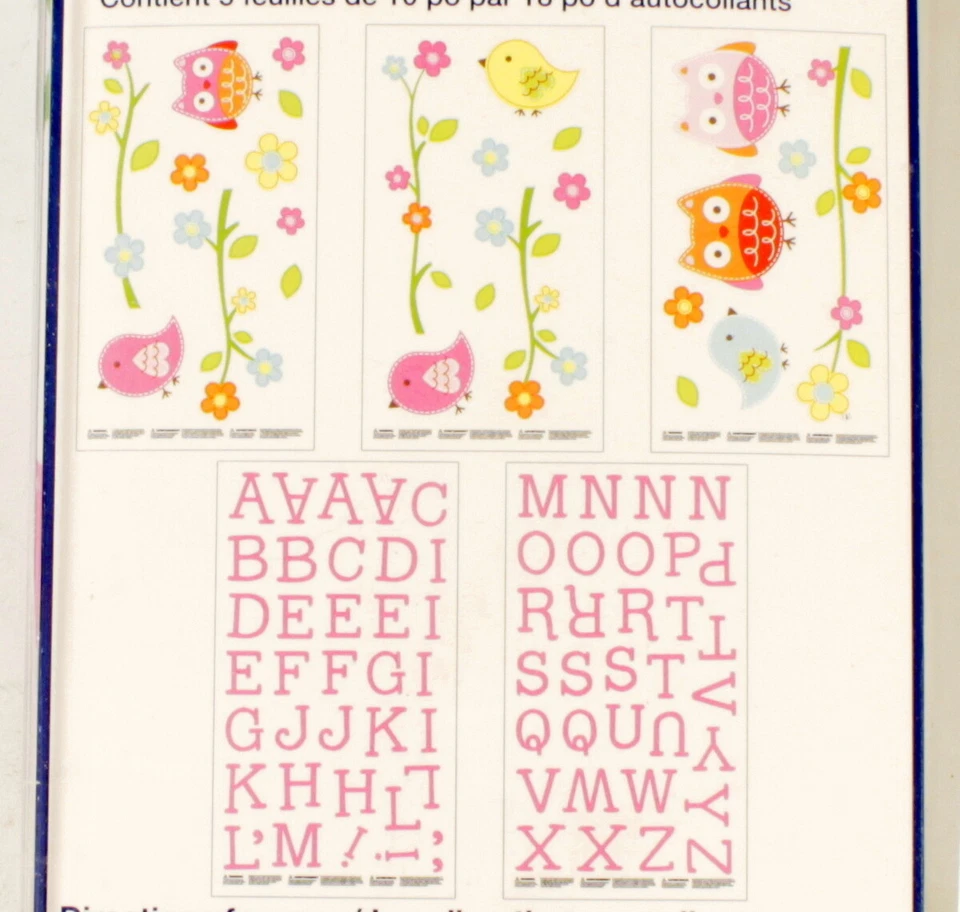 Love Birds Nursery Decals Pink Owls by NoJo Removeable New - Image 4 of 4