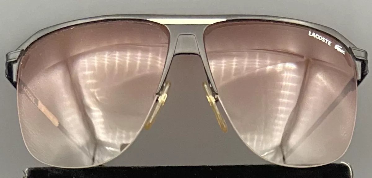 Vintage Lacoste 111 Semi Frameless Aviator Sunglasses La Lunette Lacoste BLK