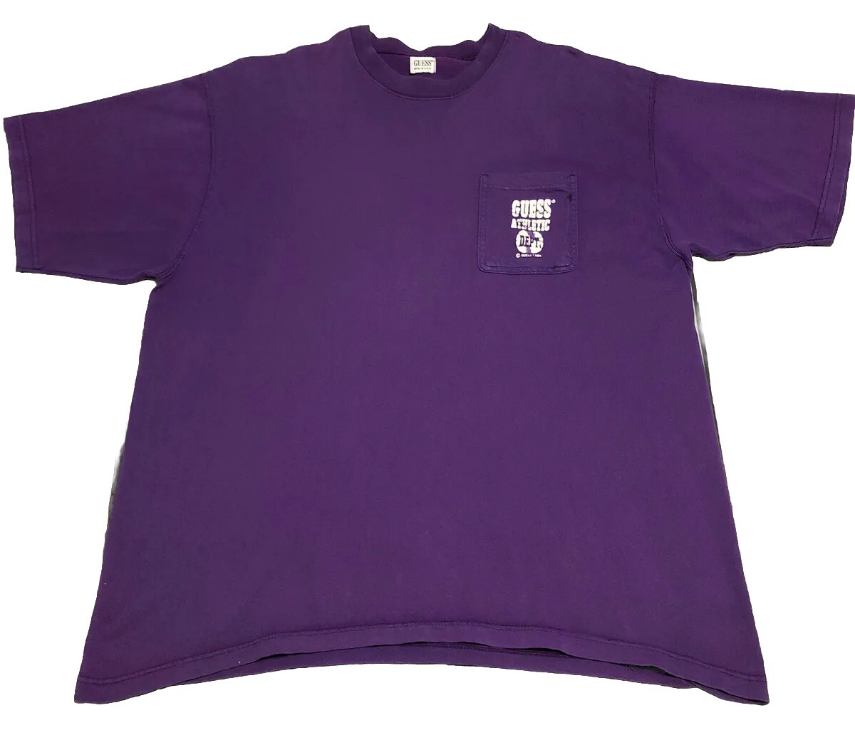 Vintage 90's Guess USA Purple Pocket T Shirt Mens Size XL Made in
