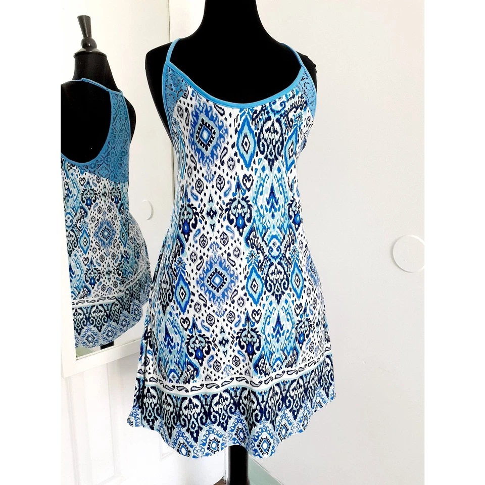 Nuevo con etiquetas In Bloom por Jonquil Paisley Encaje Geométrico Corredor Espalda Azul Chemise XS/TP Foto 2 de 4