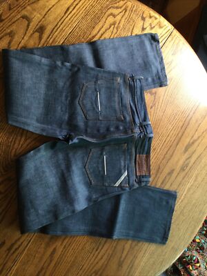 Rockabilly Jeans Blue SZ 31 X 34 Straight Cut Fly Button JAPAN USA Denim Men New