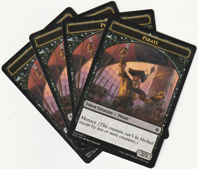   4 MAGIC The Gathering PIRATE Black Creature Token MTG PLAYSET XLN/EN 2017