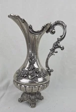 VINTAGE SILVER-PLATED PELTRATO FOOTED PITCHER VASE EWER MADE IN ITALY 95-100