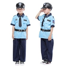 Kids Police Officer Costume Blue Size S 110 to 120 cm Height