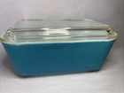 Vintage Pyrex 502-B Blue Refrigerator Dish w 502-C Lid Covered Dish READ