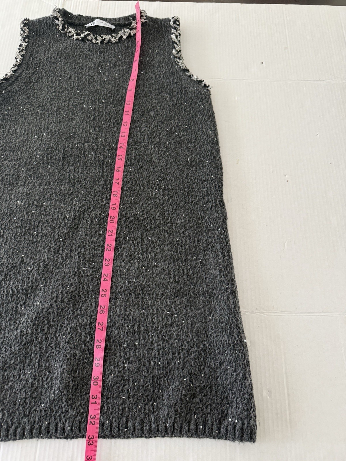 Zara Women’s Chic Black Knit Sequin Dress with Fringe Trim 8146/108 Size S NWT thumbnail 9