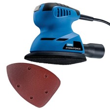 Draper 92627 Detail Sander 125W Electric Tri-Base Mouse Palm + 3 Sanding Sheets