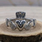 VINTAGE 925 STERLING SILVER Claddagh Heart Crown Band Ring Size 11
