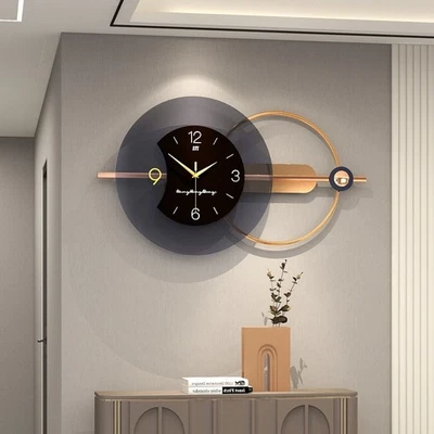 Modern Metal Wall Clock Silent Art Design Double Layer Home Decor - Image 1 of 4