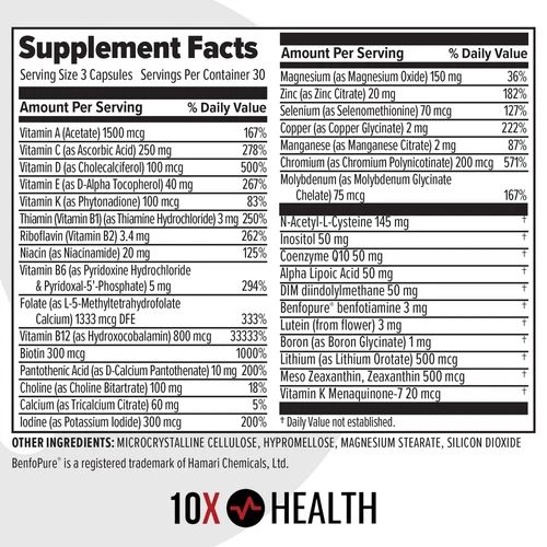 100% Pure 10X Health Optimize Methylated Multivitamin 90 Caps free ship Newest - Bild 5 von 10