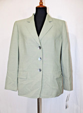 NWT Kasper Sz 14P Women's Olive Green 3 Button Lined Blazer Jacket