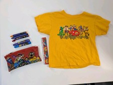 Vintage 2003 The Wiggles T-Shirt 3T Big Red Car Pencil Case Ruler Crayons Lot