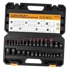 : Premium CR-V & S2 Alloy Steel, Star T8-T70 & E 31-Piece Torx Bit Socket Set