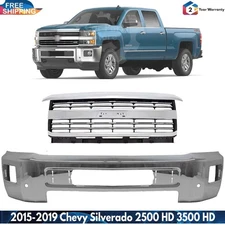 Front Bumper & Grille Kit For 2015-2019 Chevrolet Silverado 2500 3500 HD