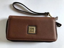 Stone Mountain Brown Pebbled Leather Double Zipper Wallet - Interior Zip Pocket