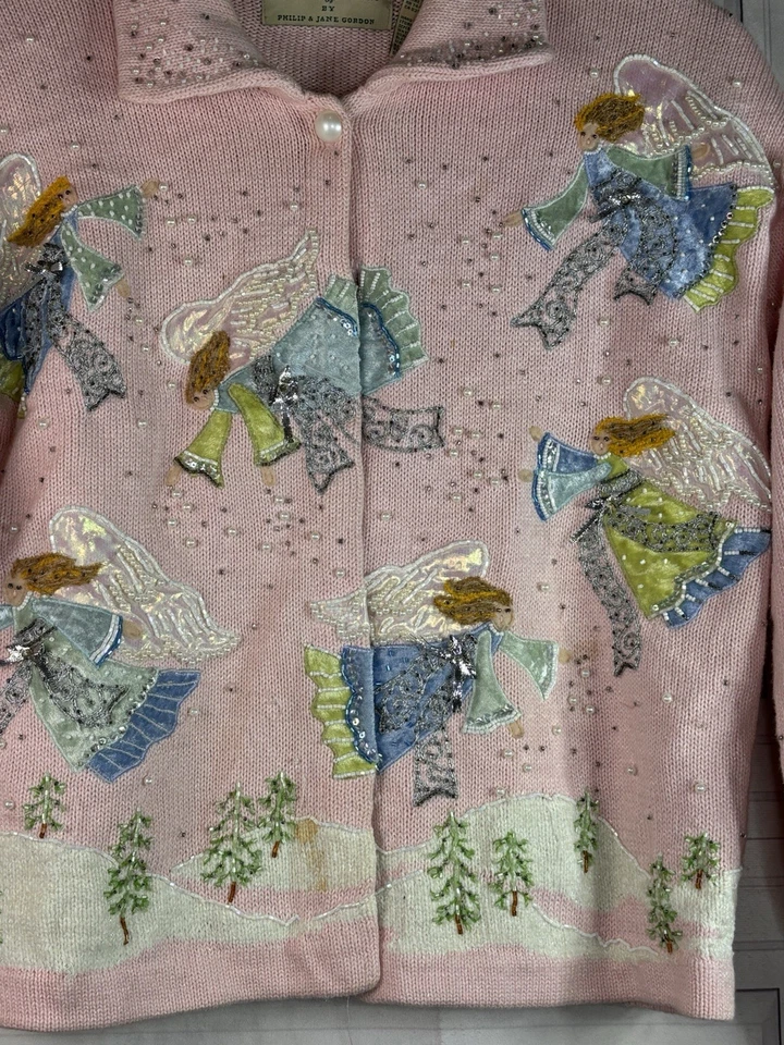 Cárdigan Suéter Design Options by Philip & Jane Gordon Angel Navidad Rosa S Foto 2 de 4