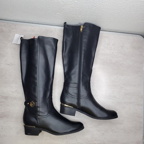 Liz Claiborne TINLEY Equestrian Boots Black Knee High Tall Riding Boots SZ 9 - Picture 7 of 17