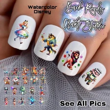 Disney Watercolor Waterslide Nail Decals Set Of 50 Instructions & Bonus