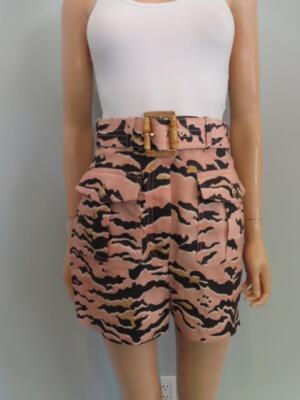 NWT ZIMMERMANN Pink Tiger Matchmaker Safari Shorts AU 0/US 4