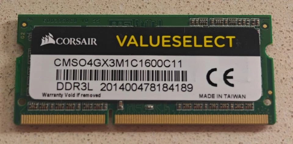 RAM CORSAIR CMSO4GX3M1C1600C11 VALUE SELECT 4GB SO-DIMM DDR3L 1600MHZ - Image 2 of 2