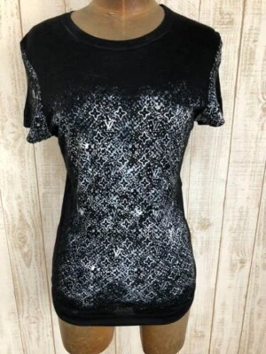 Louis Vuitton T-Shirt Monogramme Logo Femme XS Noir Soie - Photo 1/4