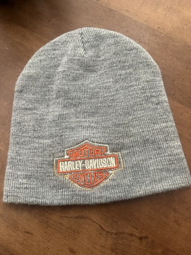 Harley Davidson Embroidered Bar&Shield Beanie Skull Biker Cap,Gray, 1-size Adult