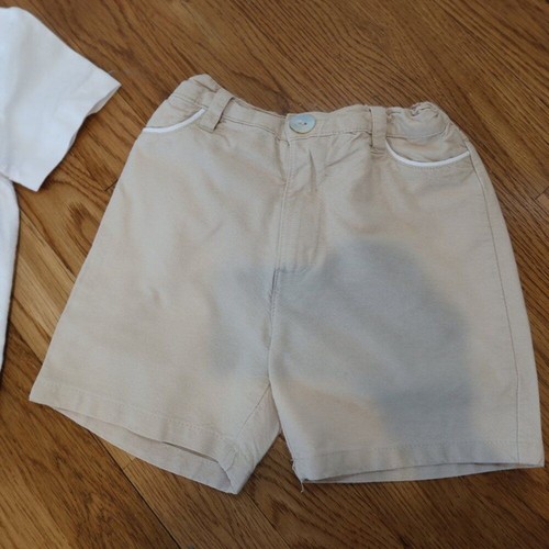 JAYBEE little boys shirt pants outfit cotton shorts white beige 5 yrs formal eve - Picture 5 of 13