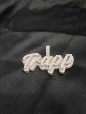 Men's 14K White Gold Plated 3 Ct Custom Name Real Moissanite Pendant 925 Silver