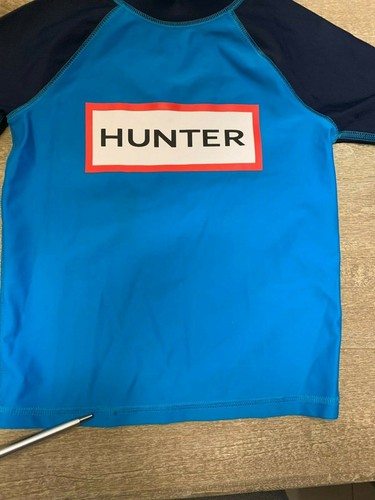 HUNTER Target Kids Unisex Turq Navy Blue Crew Neck LS Rash Guard Swim Top XS - Picture 5 of 7