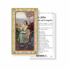 Saint John the Apostle - Prayer to St John -gold trim - Paperstock Holy Card 970