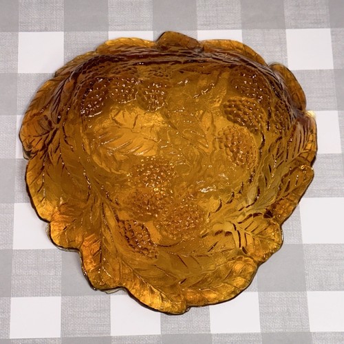 Braunglas Bonboniere Servierschale Blätter Beeren unterhaltsam Party Dekor 7" - Bild 3 von 6