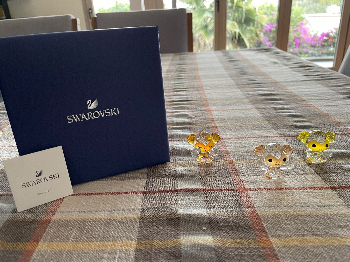 Swarovski Crystal Three Wise Monkeys #5428005 3 Color See Speak